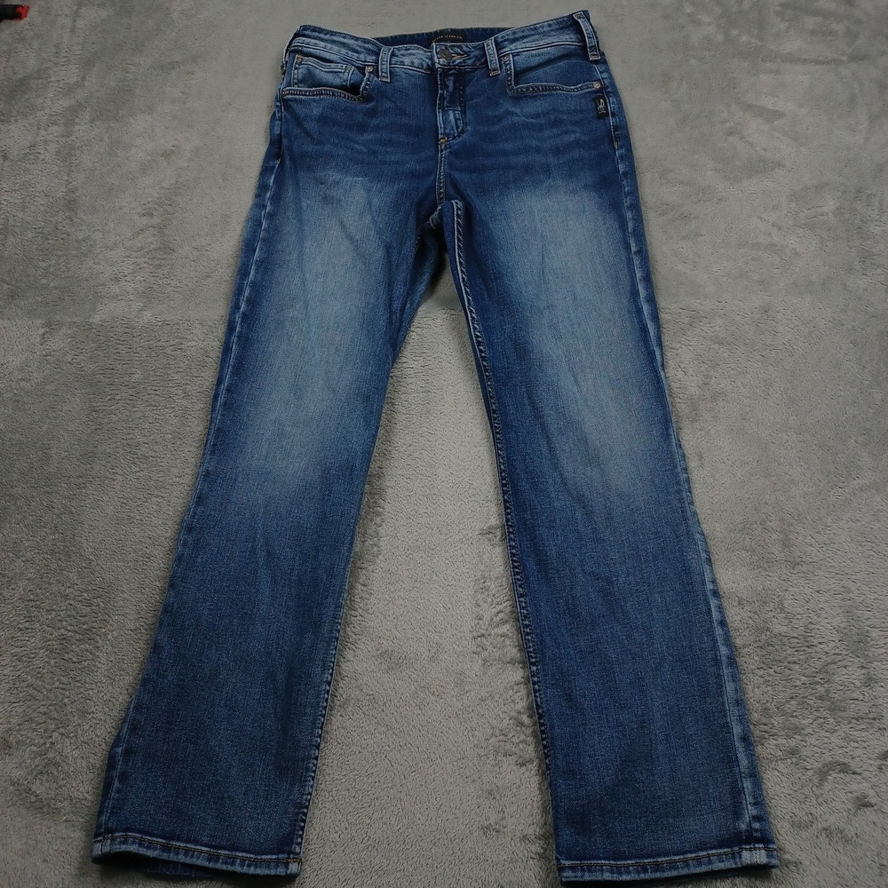 Silver Jeans Womens 32 Blue Denim Avery Straight Fit Casual Distressed Modern